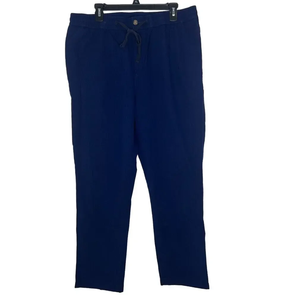 J Crew Navy Drawstring Jogger Pants Men's 35 x 32 Relaxed Fit Casual Style